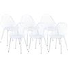 anrekl Set di 6 sedie eleganti e minimaliste, da cucina, da soggiorno, da cucina, da pranzo, soggiorno, ufficio, bar, gambe in ferro con piedini regolabili (bianco) (LM-MILAN-6WH-WL-NC)