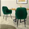 ML DESIGN modern living ML-Design Set di 2 Sedie da Pranzo con Schienale e Braccioli Verde Sedia da Cucina con Rivestimento in Velluto Poltroncina Imbottita con Gambe in Metallo Sedie Ergonomiche Poltrona Poltroncine