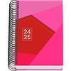DOHE - Agenda scolastica 2024 2025 - Giorno per pagina, formato A6 (12 x 17 cm), chiusura ad anelli, copertina rigida, spagnolo e inglese, da settembre a giugno, materiale scolastico - TANGRAM Rosa