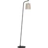 EGLO Fattoria - Lampada a piantana, alta lampada angolare, in metallo nero con paralume in legno chiaro e tessuto bianco, lampada da soggiorno con attacco E27, 170 cm