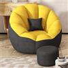 ShEyle Poltrona Sacco, Pouf da Terra, No Filling Poltroncina Gaming, Lazy Lounger Sofa Chair Cover Schienale Alto Imbottito per Soggiorno, Camera da Letto, Sala Giochi, Dormitorio,Gray+Yellow