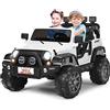 DREAMADE Jeep Elettrica a 2 Posti per Bambini, Macchina Fuoristrada Cavalcabile 12V con Telecomando, Auto Elettrica Velocità Regolabile, Stoccaggio Ampio, Adatta a Varie Strade, 123x80x80 cm (Bianco)