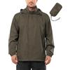 Outdoor Ventures Giacca impermeabile leggera da uomo ripiegabile impermeabile con cappuccio Active Outdoor Windbreaker, Marrone, S