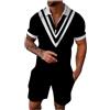 Generico Set da Uomo in Cotone e Lino Casual da Spiaggia Abiti da Yoga Abito Elegante con Camicia Henley Estivi Completo Manica Corta e Pantaloni,completo estivo uomo