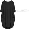 aromm Donna Abito da Camicie Scollo Tondo Sciolta Pianura Casual Taglia Grossa Midi Vestito Nero,S