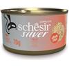 Schesir Silver, Filetti di Pollo in Brodo, Alimento Umido Completo per Gatti Anziani, Grain Free, Supporta il Sistema Immunitario, Fonte di Idratazione, 12 x 70g