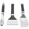 WEBER 3400074 KIT DI UTENSILI PORTATILI PER PIASTRA 3 PEZZI ,Spatola, pinze e raschietto in formato ridotto