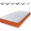 eXtreme comfort ltd Extreme Comfort Cooltouch Colors Orange Wave Hybrid Memory Foam & Pinna-Coil Materasso a molle con bordo arancione, profondità 18 cm, singolo piccolo 75 cm x 190 cm