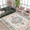 Vamcheer Tappeto Salotto 160x230 - Lavabile in Lavatrice, Pelo Corto Vintage per Soggiorno, Sala e Camera da Letto, Verde