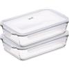 Igluu Meal Prep Teglie in Vetro per Lasagne con Coperchi (Set da 2) - Ermetiche e Senza BPA - Forno, Microonde, Freezer e Lavastoviglie - 2,2 L - Vetro Borosilicato