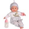 JC TOYS - Bambola Berenguer Boutique con corpo morbido, 38 cm, i suoi occhi si aprono e si chiudono, include abbigliamento e accessori, grigio, progettato da Berenguer, +2 anni