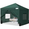 Quictent Gazebo 3x3 con 4 pannelli laterali, gazebo pieghevole con sfiato, impermeabile, stabile e resistente all'inverno, con 4 sacchi di sabbia e borsa a rotelle, colore: verde