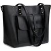 S-ZONE Borsa da donna vintage in vera pelle grande borsa a tracolla borsa da lavoro, nero, Large, Classico, vintage