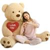 MorisMos Orso Peluche Gigante 150cm con Cuore Rosso I Love You, XXL Giganti Orsacchiotto Peluche Grande Orsetto Marrone Chiaro Morbido, Carini Regali per Lei Fidanzata Donna
