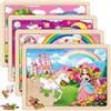 SYNARRY Puzzle Unicorno Princess Legno Bambini 3 4 5 6 Anni, 4×24 Pezzi Puzzle Bambina, Giocattoli Educativi Prescolari Regali