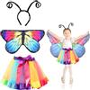 Fennoral Costume da Farfalla per Bambina Verde Orecchie Di Farfalla Ali Travestimento Cosplay