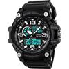 TONSHEN Uomo Grande Analogico Quarzo LED Tre Tempo Sportivo Orologi da polso Impermeabile 50M Outdoor Militare Multifunzione Digitale Orologio Conto Alla Rovescia Allarme (Nero)