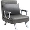 HOMCOM Poltrona Letto Singolo 3 in 1 con Schienale Reclinabile su 5 Livelli e Cuscino, Divano Letto Singolo Pieghevole per Soggiorno e Salotto in Pelle Scamosciata e Metallo, 65x69x80 cm, Grigio