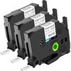 NineLeaf Confezione da 3 tubi termorestringenti HSe231 HSe-231 11,7 mm etichette cassette compatibili per Brother P-Touch E500 E550WVP P750WVP H300 Etichettatrice, 11,7 mm x 1,5 m, nero su bianco