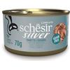 Schesir Silver, Filetti di Tonnetto e Sgmobro in Brodo, Alimento Umido Completo per Gatti Anziani, Grain Free, Supporta il Sistema Immunitario, Ricco di Idratazione, 12 x 70g