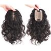 QIHAIR Susanki 100% capelli veri umani Topper, 7,1 x 9,9 cm, clip di base in seta ondulata per parrucche ricci per donne (30 cm marrone scuro)