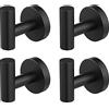 KES Ganci Portasciugamani Gancio Appendiabiti Asciugamano 4 Pacchi, Gancio da Parete Acciaio Inox SUS304 Nero Opaco, A2164DG-BK-P4