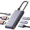 NOVOO Docking station USB C Dual Monitor, 6-in-1 Hub USB C con 2 HDMI 4K@60Hz, PD100W, 1xUSBA 3.2, 2xUSB-A 2.0 Adattatore USB C Compatible con iPhone 15/MacBook Pro/Dell/Asus/Surface/Samsung