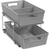 Simple Houseware Vassoio Organizer da Bagno a 2 Livelli, con cassetto Scorrevole Estraibile/sottolavabo, Grigio