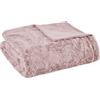 Madison Park Zuri - Coperta in finta pelliccia di lusso oversize con motivo a strisce di animali, in finto visone sul retro, moderna coperta fredda per letto, divano, 60 x 70 cm, colore fard