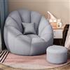 ShEyle Poltrona Sacco, Pouf da Terra, No Filling Poltroncina Gaming, Lazy Lounger Sofa Chair Cover Schienale Alto Imbottito per Soggiorno, Camera da Letto, Sala Giochi, Dormitorio,Light Gray