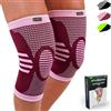 Feel Recovery 2 Ginocchiere Sportive per Uomo e Donne - Tutore per Ginocchio a Compressione - Fascia Elastica per Menisco e Legamenti per Corsa, Sport e Lavoro - Traspiranti e Antiscivolo (S, Bordeaux)