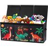 decalsweet Scatola di Giocattoli Extra Large con Coperchio Ribalta per Bambini, Contenitore Porta Giochi Pieghevole Oxford, Baule Portagiochi Impermeabile Robusto per Ragazze Ragazzi, 96×32×40cm (Tre Dinosauri)