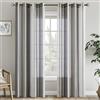 EMEMA Tende a righe trasparenti con occhielli Tende in voile Soggiorno moderno Set di 2 tende Camera da letto Trasparente con motivo Tenda a righe semitrasparente 140 x 260cm Bianche e Grigio Scuro
