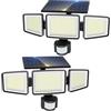nipify Faretto Led da Esterno Solare, 302LED/3Teste Lampada Solare Faro Solare con Sensore di Movimento, Illuminazione Grandangolare 270° 3 Modes Luce Solare Led Esterno Impermeabile