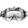 NENKI Occhiali da Motocross, Occhiali da Sci Uomo Donna, Anti Uv/vento/polvere/Graffio, Maschera Cross con Morbida Schiuma e Cinghia Regolabile per Attività All'Aperto, White & Black
