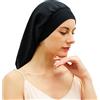 Desmend cuffia seta capelli notte dormire proteggere i capelli adatto per capelli lunghi fino alle spalle, capelli corti e ricci 32×42cm (1 pezzo black)