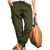 Cocoarm Pantaloni da Donna Pantaloni Cargo Multi Tasche Pantaloni Cargo Elastico in Vita Elegante Pantaloni Casual Semplici Pantaloni Larghi da Yoga Pantaloni da Jogging Pantaloni Sportivi(XXL-OD verde)