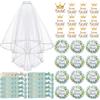 TZEKING Spilla Addio al Nubilato,37 Pezzi Addio al Nubilato Decorazione,1pc Bride to be +11pc Team Bride Spille,Cerchietto Tiara e Velo Matrimonio,Spilla, Tatuaggi,Spille Team Bride Accessori Addio