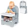 Orzbow Sedia pieghevole per bambini, stabile seggiolone da viaggio con vassoio rimovibile, materiale ABS e struttura stabile, sedia da campeggio portatile per bambini da 6 mesi a 3 anni, 15 kg, grigio