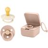 BIBS Set completo per ciuccio, ciuccio colorato, ventosa rotonda in gomma naturale e scatola per sterilizzazione, set completo per bambini felici, taglia 1 (0-6 mesi), blush