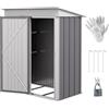 Outsunny Casetta da Giardino con Base in Acciaio e 2 Ripiani Regolabili, Capanno da Giardino Porta Attrezzi con Tetto e Porta Bloccabile, 161x95x163/181cm, Grigio