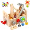 Newpop Set Giochi Attrezzo Legno Bambini, Giocattolo Legno Costruzioni | Cassetta Attrezzi Bambini, Kids Tool Set per Bambino, Giocattoli Attrezzi Educativi Giocos, Adatto a Ragazzi e Ragazze