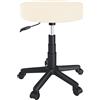Arreditaly Sgabello Da Estetista Rotondo Con Ruote Sgabelli Manicure Pedicure Massaggio Fisioterapia Tatuaggi Sedia Girevole In Ecopelle Seduta Imbottita Altezza Regolabile da 44 a 56 Cm (White)