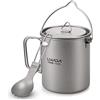 Lixada 750ml Pentola da Campeggio Titanio Leggero con Cucchiaio Forchetta Pieghevole per Tenda Escursionismo Picnic Trekking Pesca