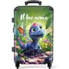 NoBoringSuitcases.com © Valigia per bambini Valigia bambino Valigia per bambini a 4 ruote, serratura TSA (Personalizzato: Giovane dinosauro tra fiori colorati), (Valigia media 67x43x25 cm)