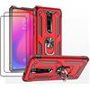 JOYTAG compatibile per cover Xiaomi Mi 9T/MI 9T Pro Rosso Custodia con Pellicola Protettiva Vetro Temperato