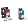 Philips Hue White and Color Ambiance Faretti Smart Led, Luce Bianca e Colorata, Bluetooth, Dimmerabili, GU10, 4W, 3 Pezzi Interruttore Tap Dial Smart, Alimentazione a Batteria, Bianco