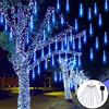 Runmeihe Luci LED della Pioggia di Meteoriti,10 Tubo 240 LED Luci Albero di Natale，Impermeabili Luci di Natale da Esterno per Natale/Esterno/Albero/Casa/Giardino Decorazione(Blu)