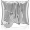 Homebliss Federe Cuscino Letto 65x65 in Raso - Federa Setoso Proteggere Pelle e Capelli - OEKO-TEX - Super Morbida e Ipoallergenico - Federa 2 Pezzi con Cerniera Argento