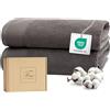 Ferò Set Asciugamani Bagno Grandi di Lusso, 2 Teli Bagno, OEKO-TEX 100% Cotone Premium Low Twist 550 g/m², Telo Doccia Ultra Morbido e Assorbente, Design Italiano, Asciugamani Doccia 70x140cm, Grigio